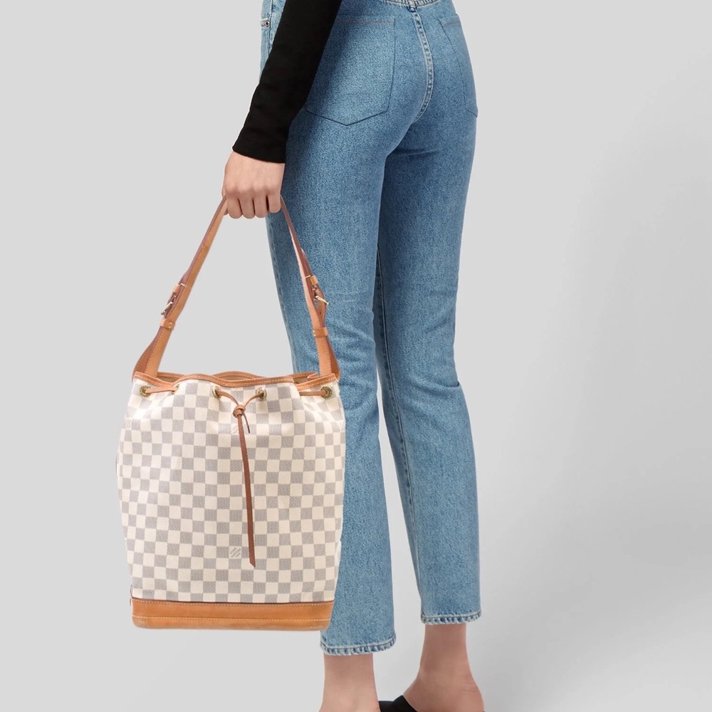 Louis Vuitton Damier Azur Noe Drawstring Hobo Bucket Bag Large - Picture 11 of 13